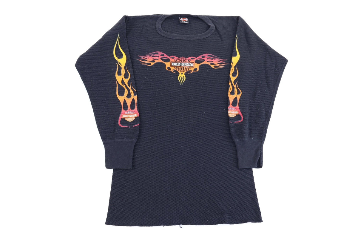 1998 Harley Davidson Motorcycles Flames Thermal LS T-shirt product image 1