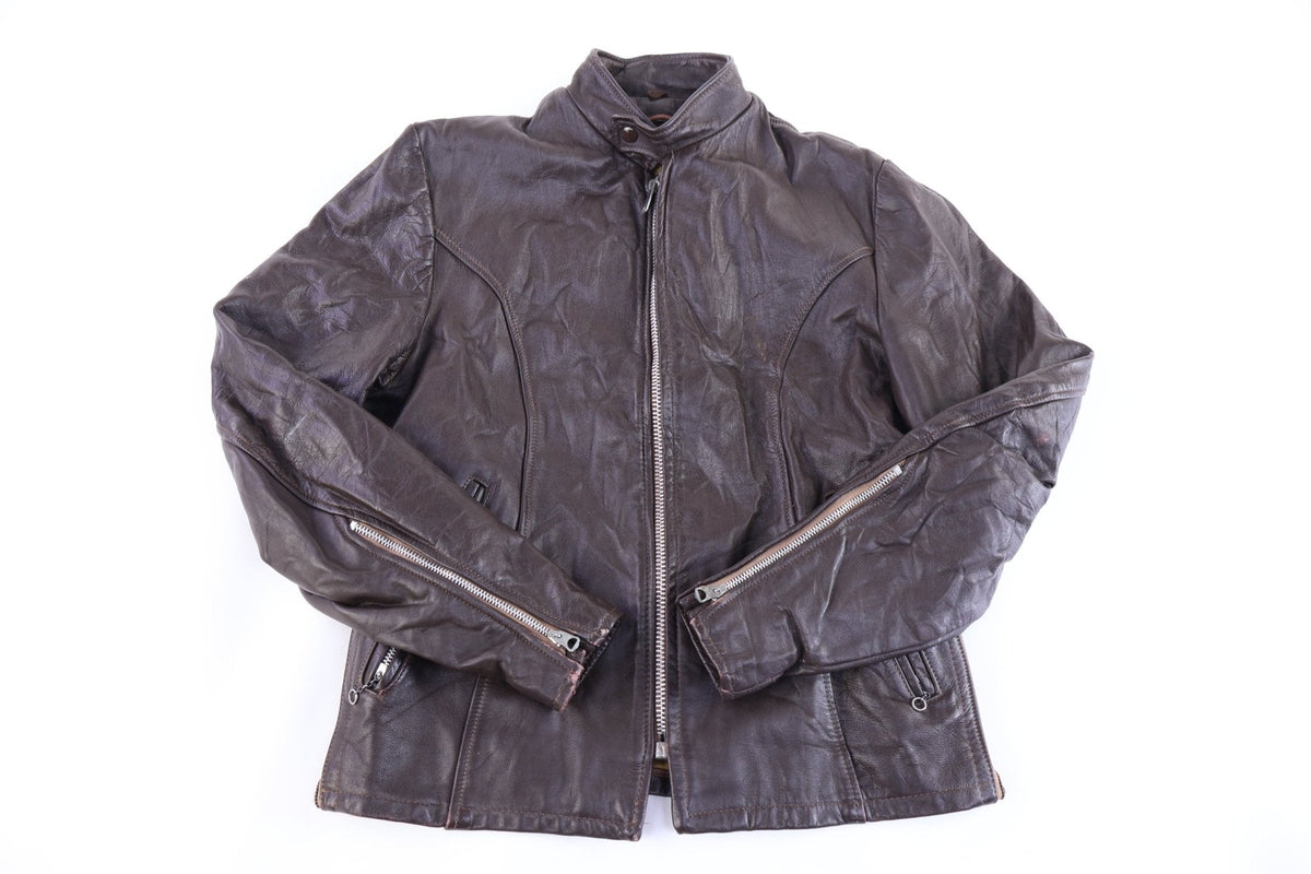 50's Shorman Brown Full Zip Leather Jacket product image 1