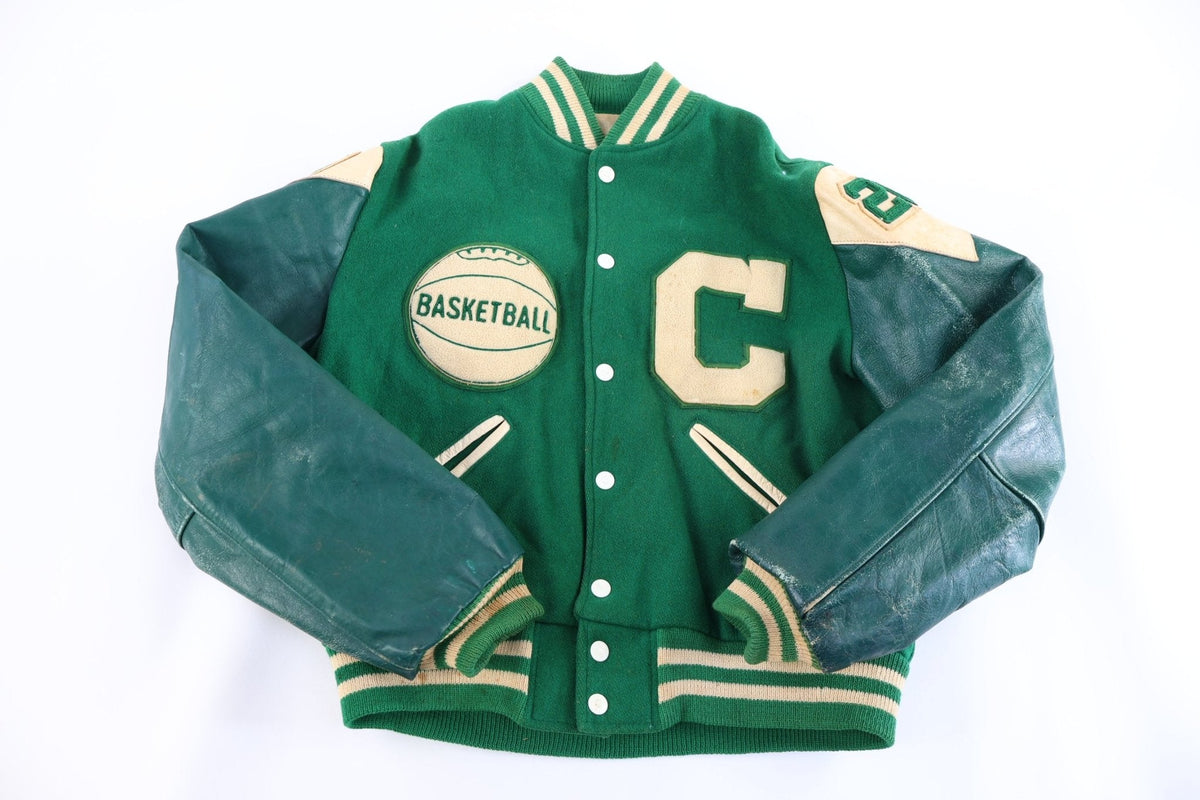 60’s Choctaw Green & Cream Varsity Jacket product image 1