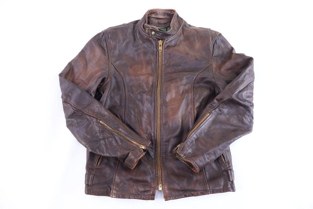 70's Dark Brown Full Zip Leather Jacket product image 1
