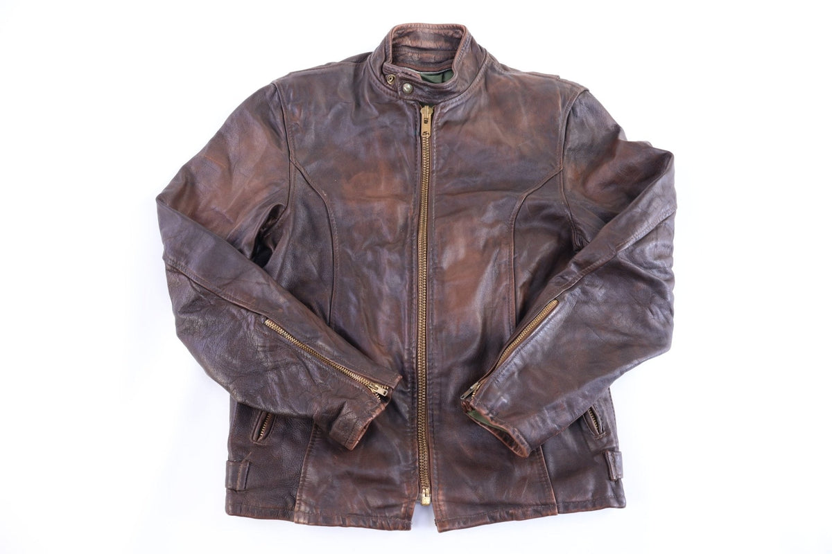 70's Dark Brown Full Zip Leather Jacket product image 1