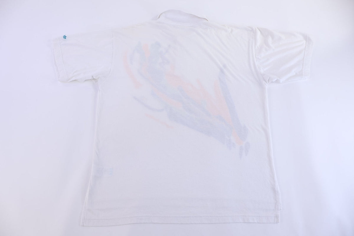 80's Adidas Multicolor Brush Graphic Button Up