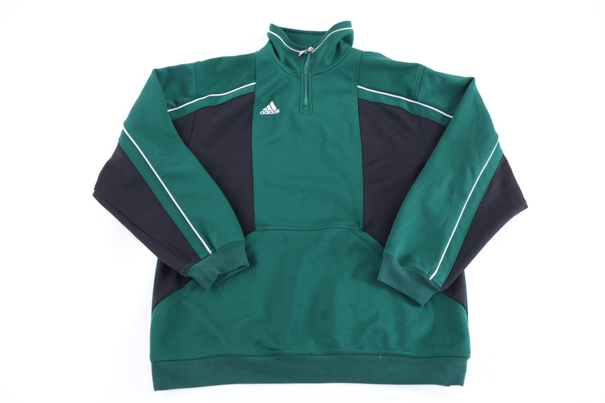 90's Adidas Embroidered Logo Black & Green Quarter Zip product image 1