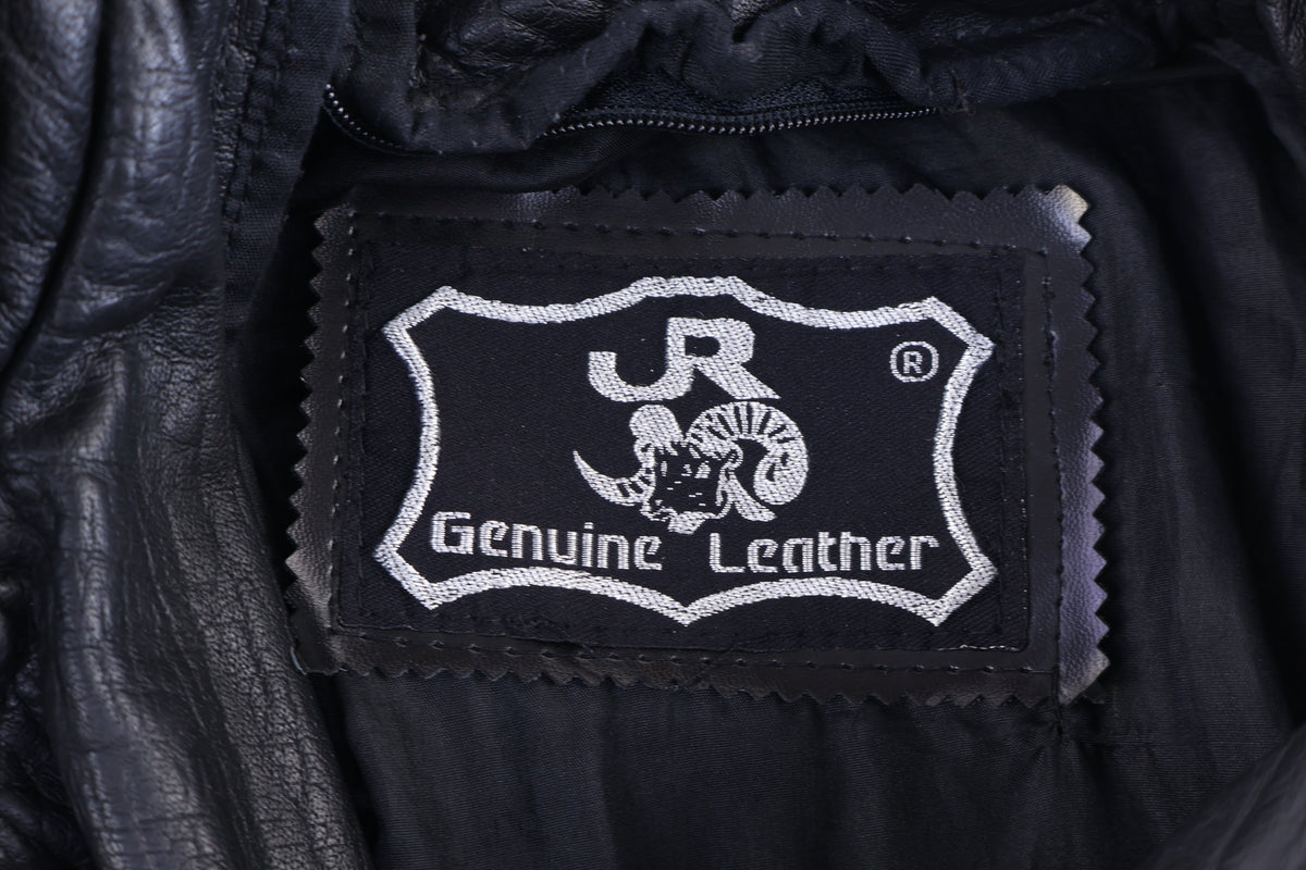 Vintage JR Genuine Leather Black Full Zip Jacket product image 3