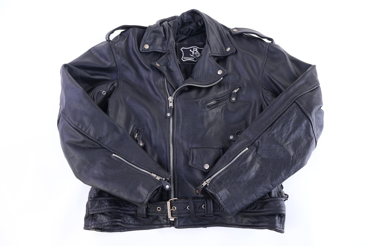 Vintage JR Genuine Leather Black Full Zip Jacket product image 1