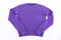 Women's Ralph Lauren Embroidered Logo Purple Cable Knit Sweater