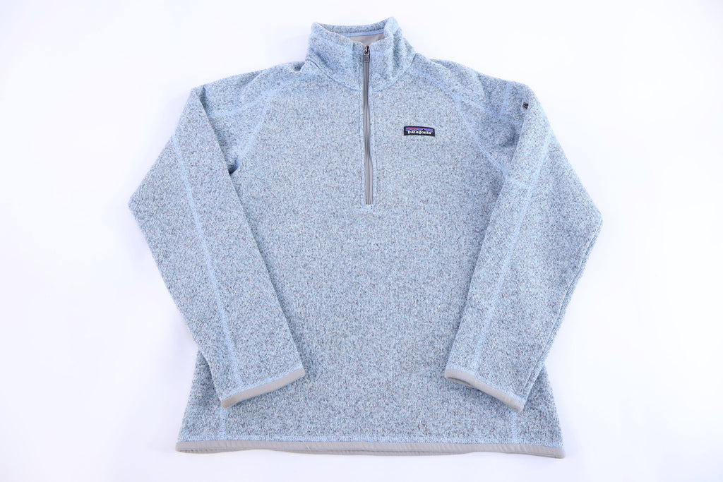 Women's Patagonia Logo Patch Blue Quarter Zip Fleece Pullover