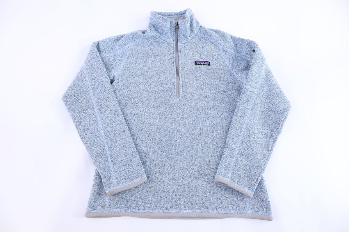 Women's Patagonia Logo Patch Blue Quarter Zip Fleece Pullover