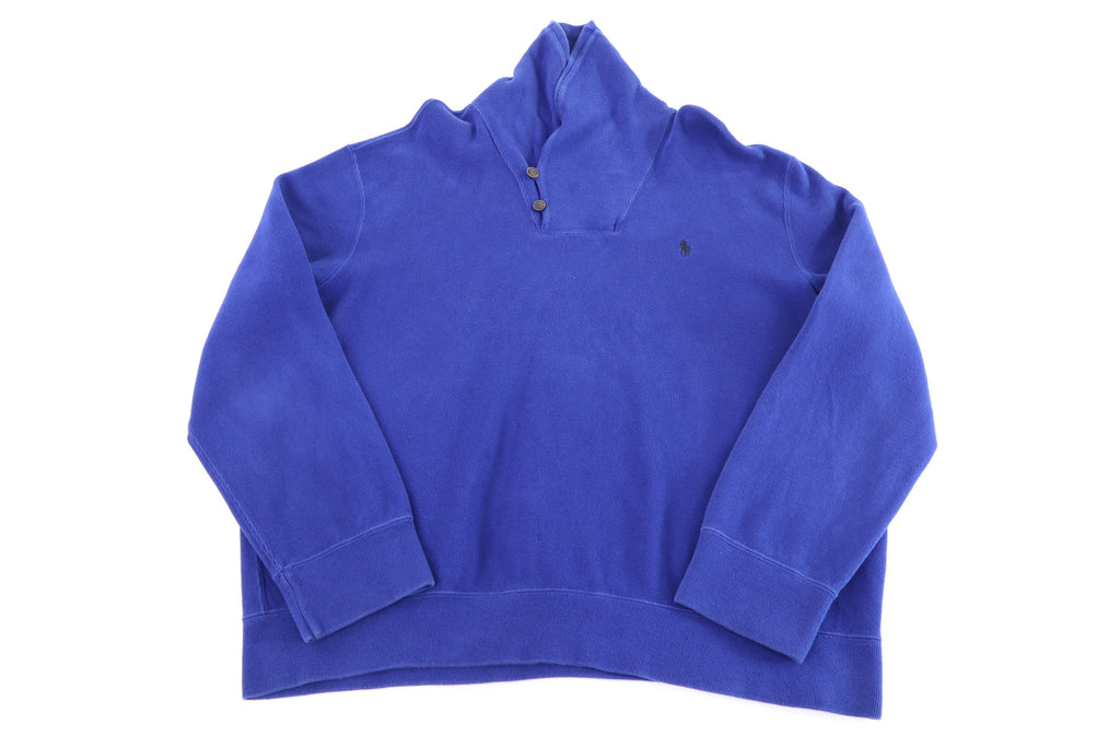 Polo by Ralph Lauren Embroidered Logo Blue Shawl Collar Pullover