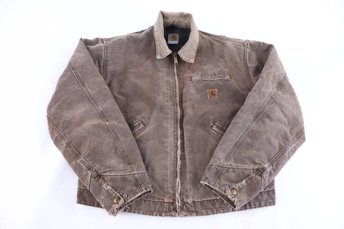 Carhartt Logo Patch Brown Blanket Lined Detroit Jacket