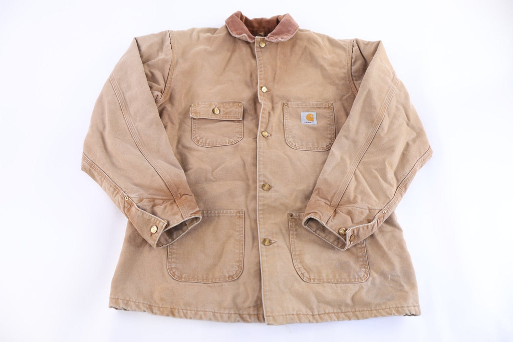 Carhartt Logo Patch Tan Blanket Lined Chore Jacket