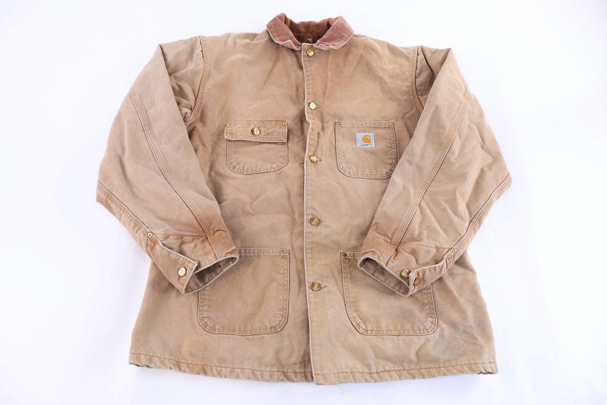 Carhartt Logo Patch Tan Blanket Lined Chore Jacket