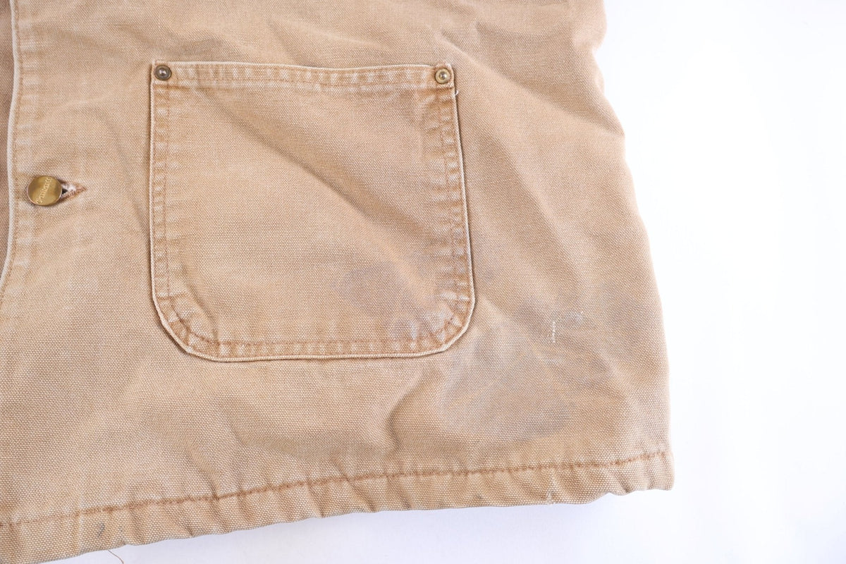Carhartt Logo Patch Tan Blanket Lined Chore Jacket