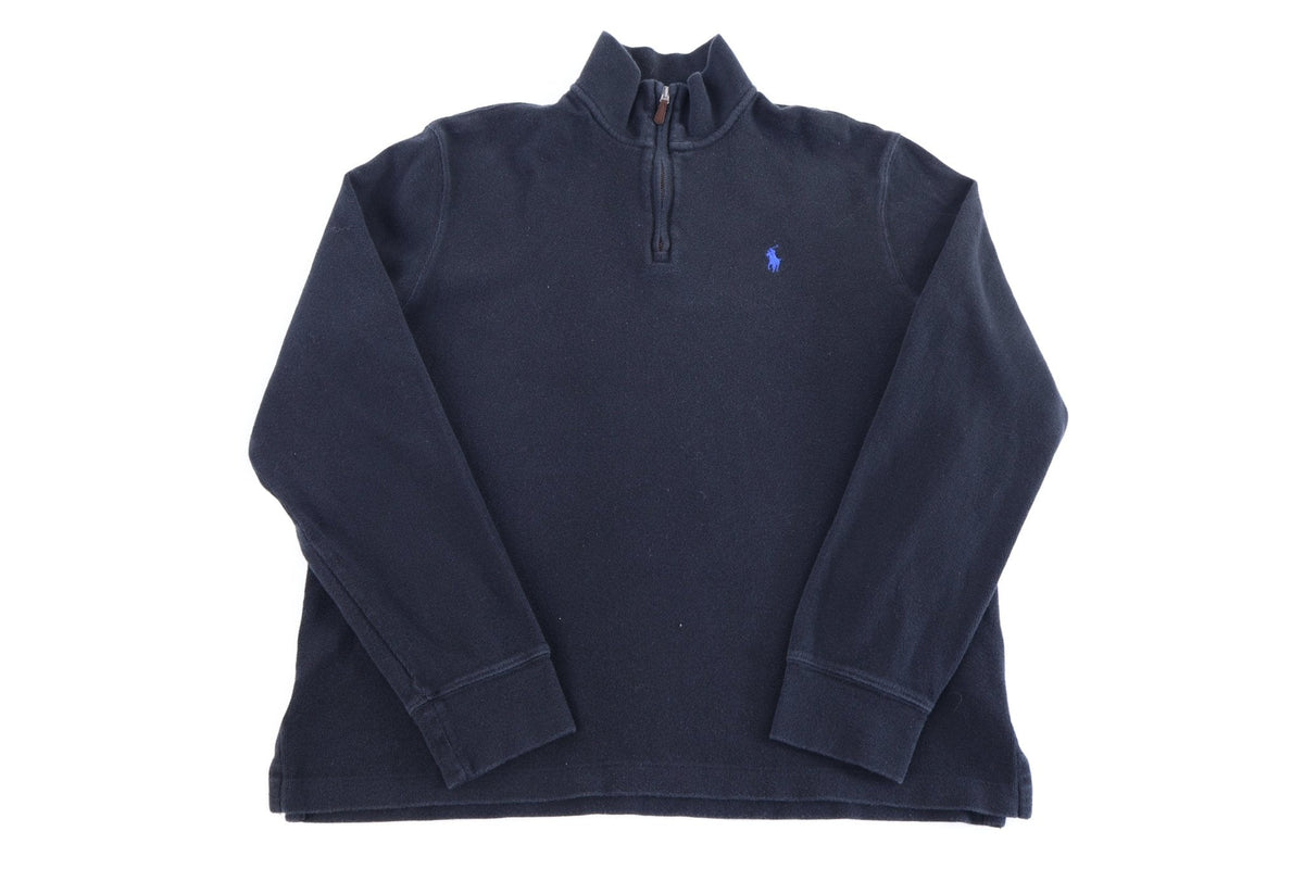 Polo by Ralph Lauren Embroidered Logo Black Quarter Zip Pullover