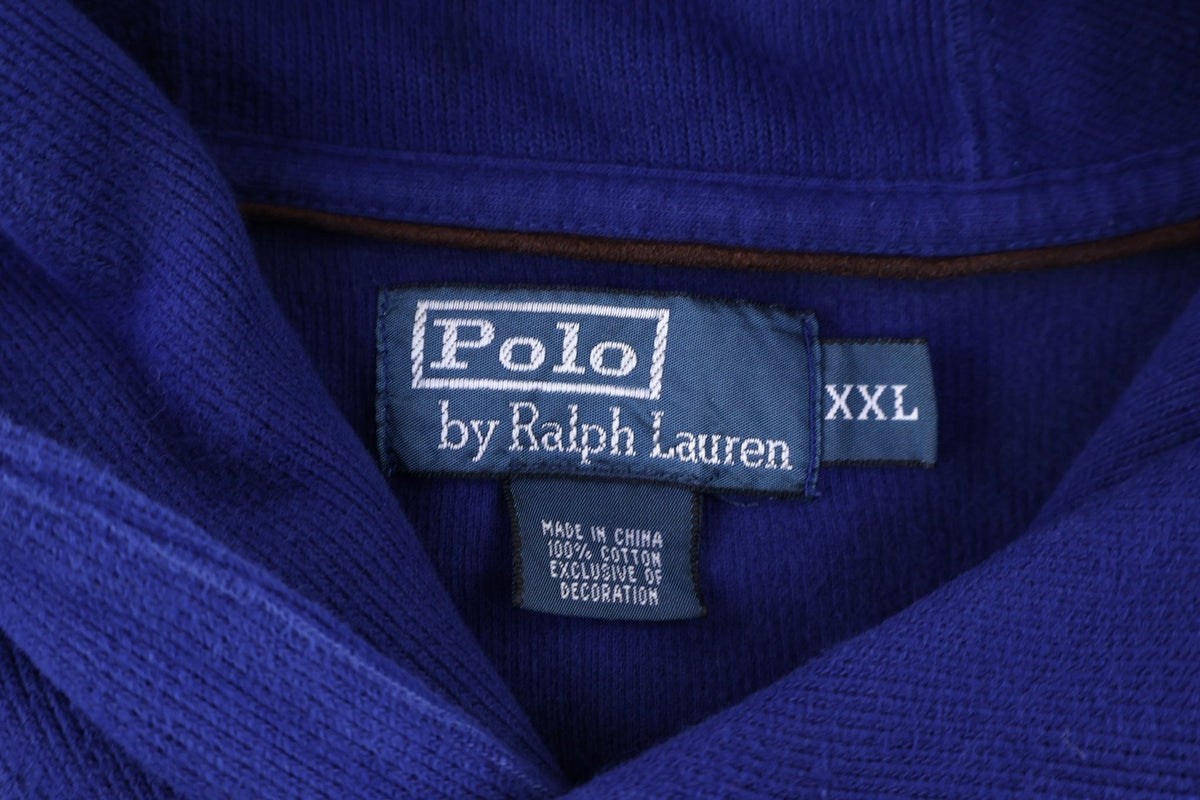 Polo by Ralph Lauren Embroidered Logo Blue Shawl Collar Pullover