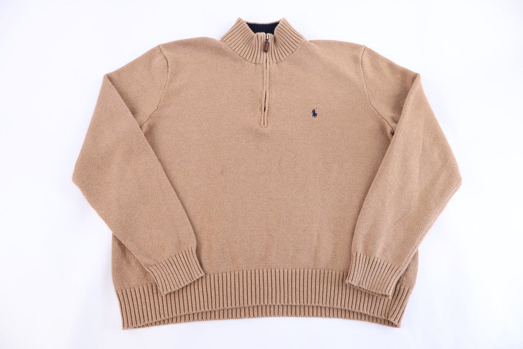 Polo by Ralph Lauren Embroidered Logo Tan Quarter Zip Pullover