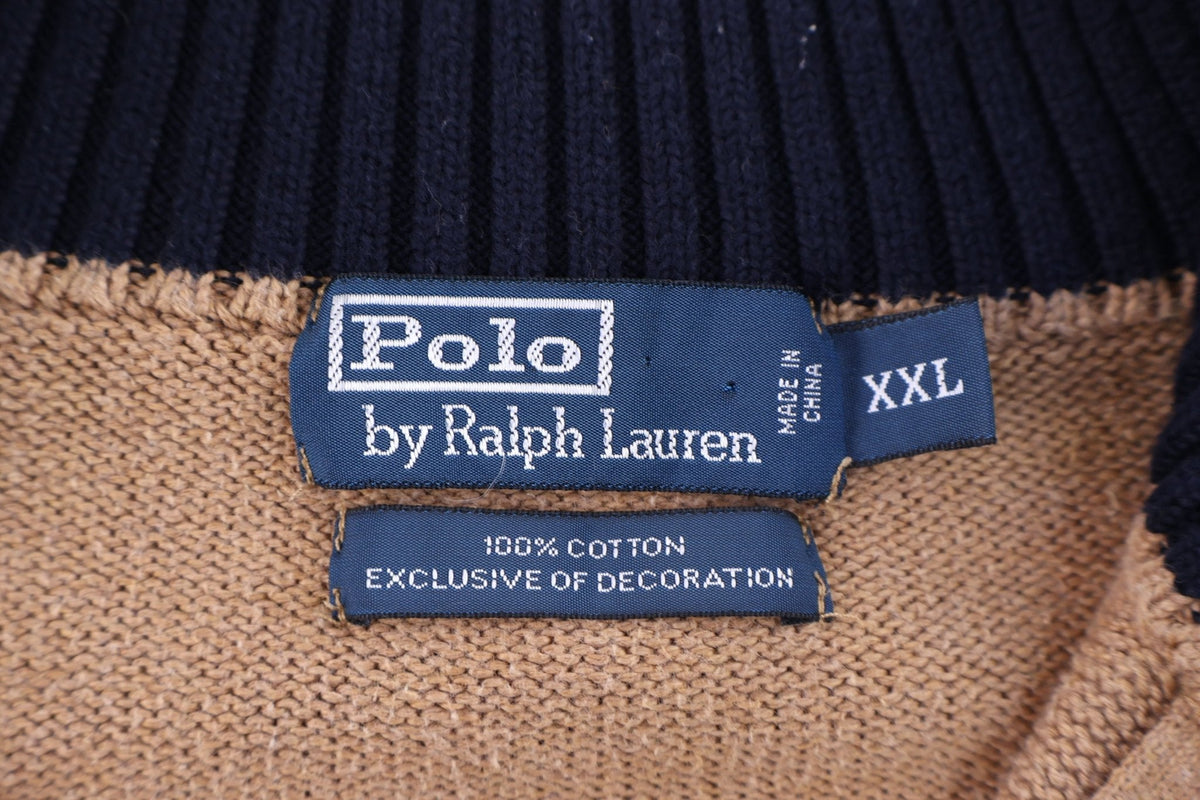 Polo by Ralph Lauren Embroidered Logo Tan Quarter Zip Pullover