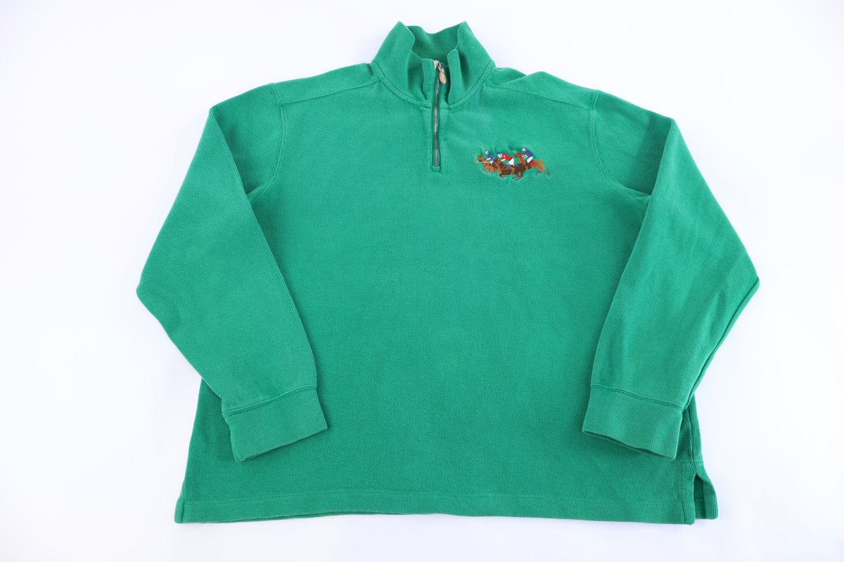 Polo by Ralph Lauren Embroidered Pony Green Quarter Zip Pullover