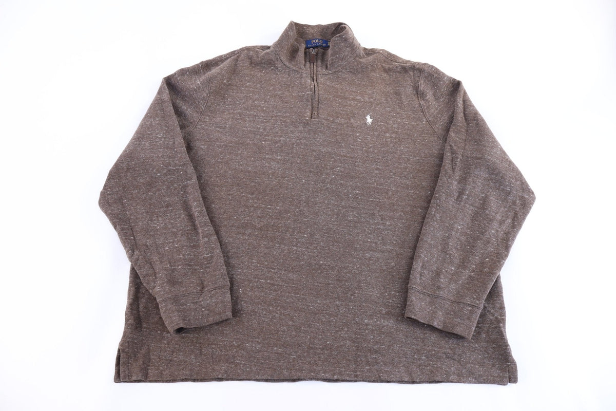 Polo Ralph Lauren Embroidered Logo Brown Quarter Zip Pullover
