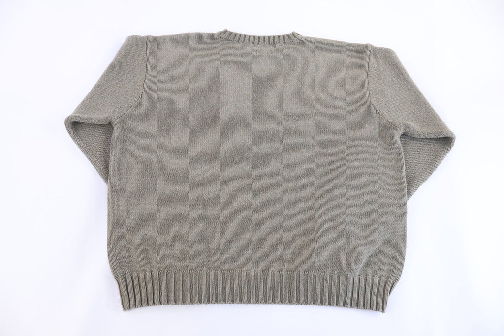 Poo by Ralph Lauren Embroidered Logo Grey Knit Sweater