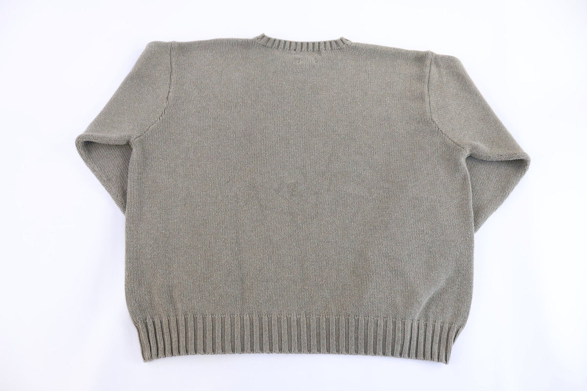 Poo by Ralph Lauren Embroidered Logo Grey Knit Sweater