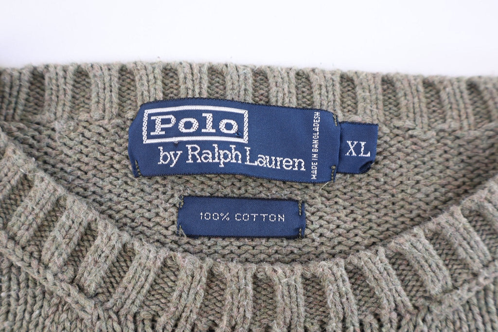 Poo by Ralph Lauren Embroidered Logo Grey Knit Sweater