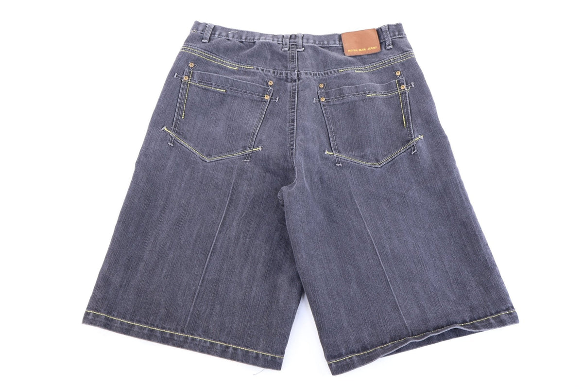 Royal Blue Black Denim Shorts product image 1