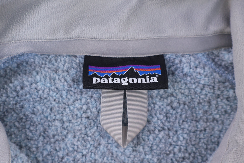 Women's Patagonia Logo Patch Blue Quarter Zip Fleece Pullover
